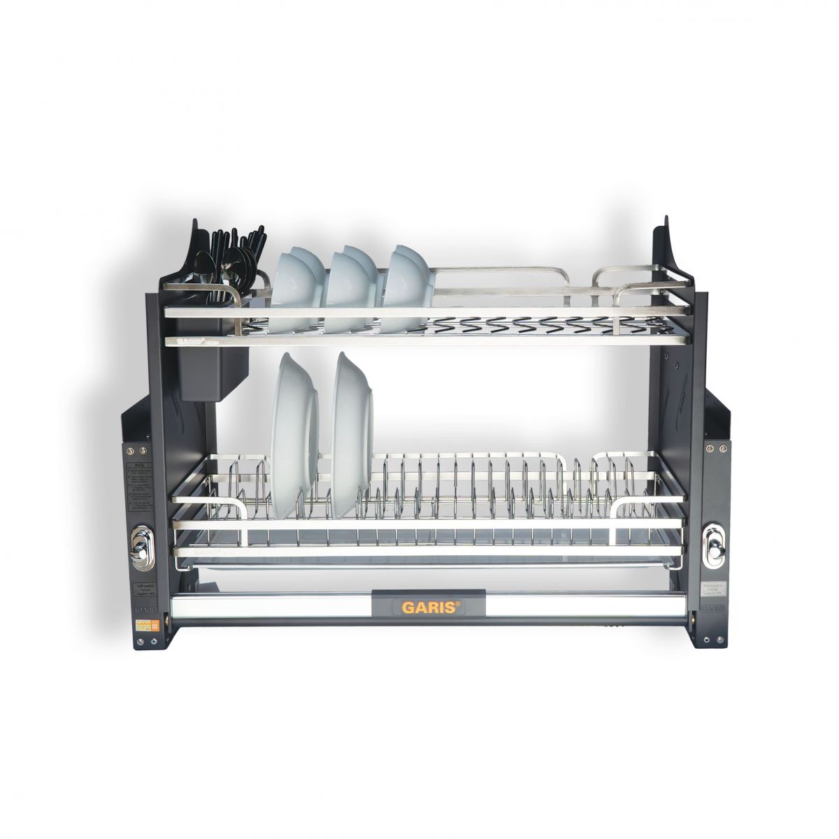 Giá bát đĩa nâng hạ cơ, nan dẹt, inox 304 GL06SE